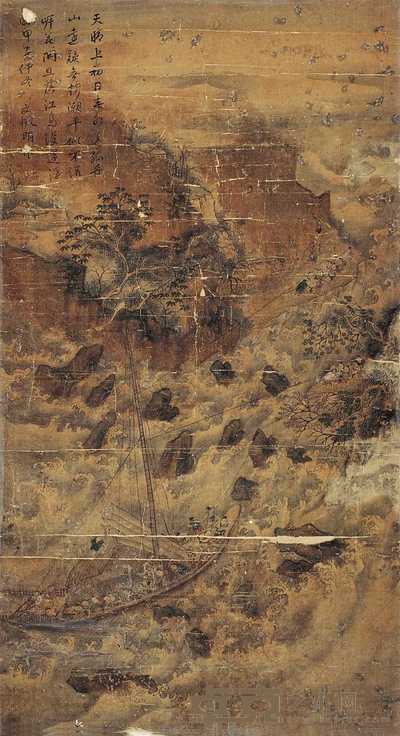 文徵明（款） 峡江行舟 立轴 67×42cm